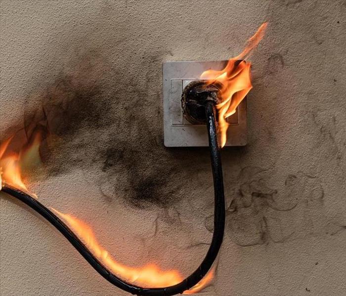 Burning electrical cord