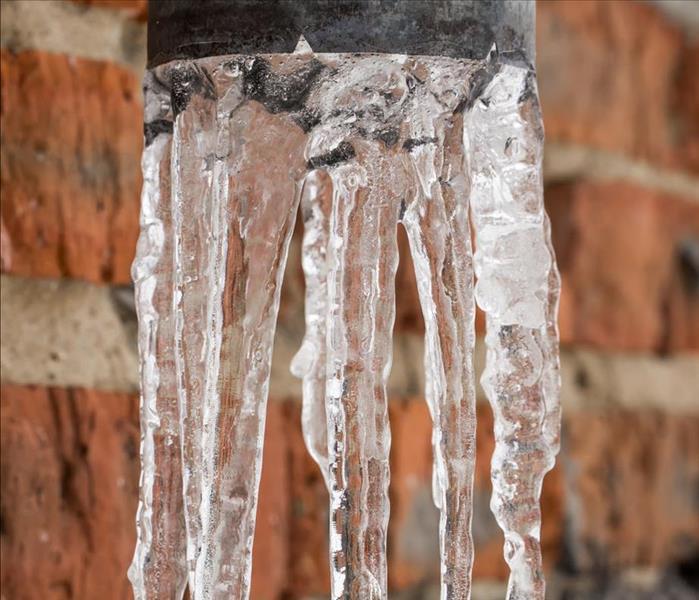 Ice on an outdoor pipe